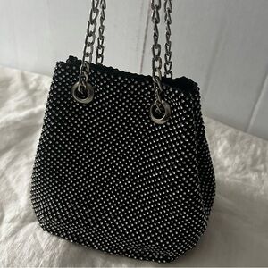 Olivia Miller Elegant Black and Silver Chain Bag